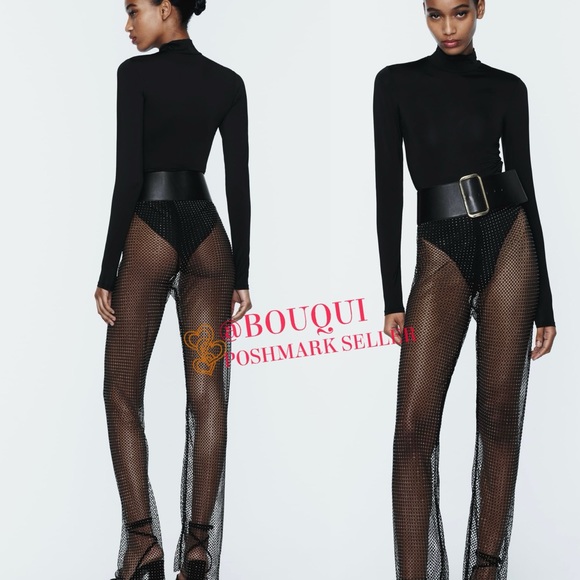 BLOGGERS FAV ZARA RHINESTONE SHIMMERY MESH PANTS - Picture 12 of 14